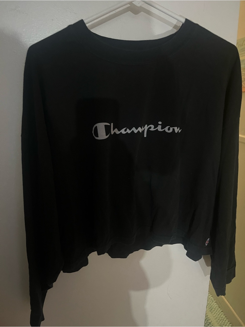 Champion Black Crewneck Tee with Small Chest Logo